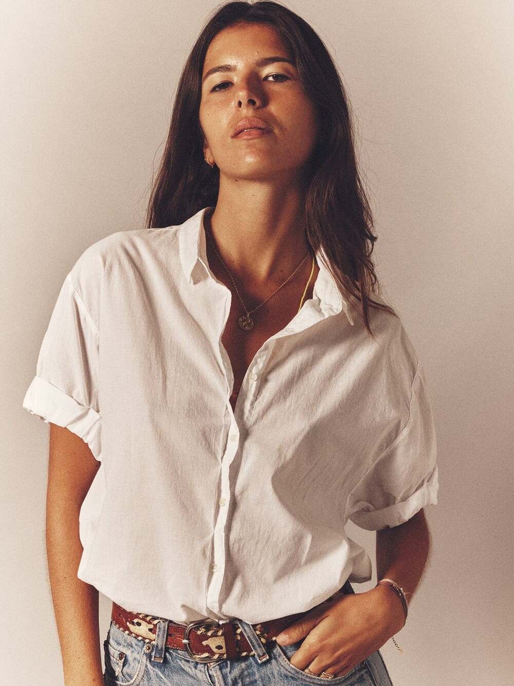 Xirena White Channing Button Up Short Sleeve Shirt Size XS